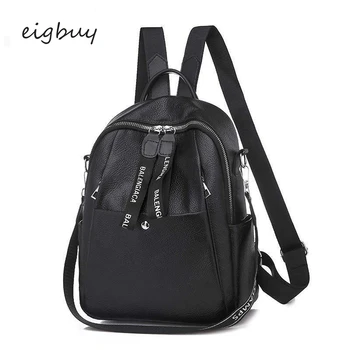

Female Backpack Waterproof Fashion Korean Style College Nylon Zipper Solid Black School Bags For Teenagers Mochilas Bookbag