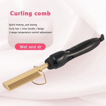 

Hot Comb Curling Professional Hair Straightener Comb Hair Curling Iron 2in1 Electric Hair Curler Comb