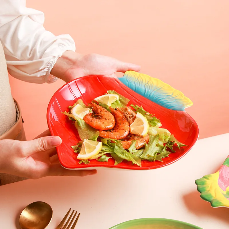 Creative Fruit Dish Ceramic Fruit Salad Dish Creative Lovely Family Dish Dish Snack Dish Dinner Plate Sets  Diner Plate