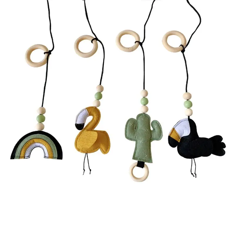 4Pcs/set Solid Wood Fitness Rack Pendant Children Room Decoration Infants Baby Gym Toy Hanging Ornaments 5