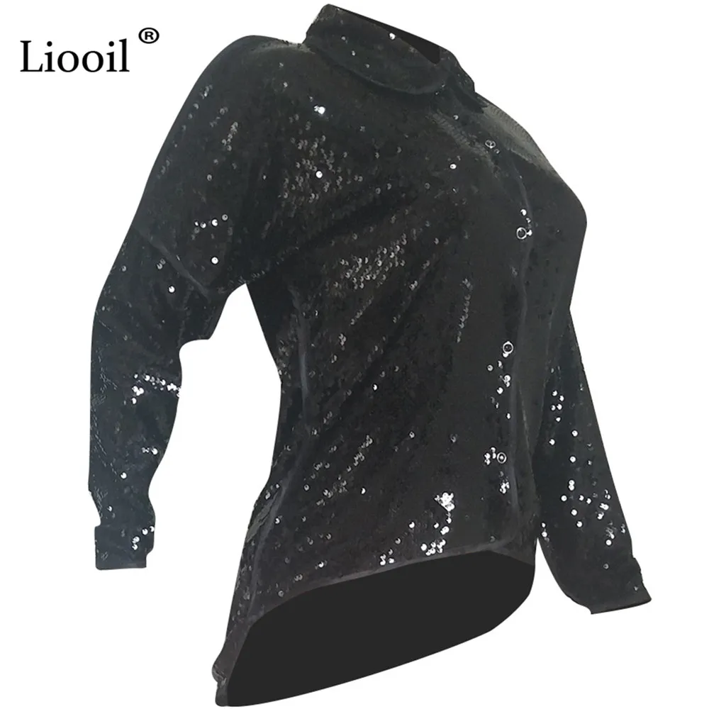 Liooil, яркие, черные, с блестками, сексуальные, тонкие пальто и куртки для женщин, Осень-зима, уличная одежда, длинный рукав, вечерние, для клуба, кардиган