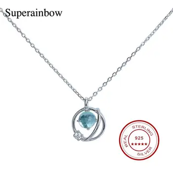 

SUPERAINBOW 925 Sterling Silver Blue Crystal Universe Pendant Necklace for Women Party Jewelry Gifts Wholesale SR-N24
