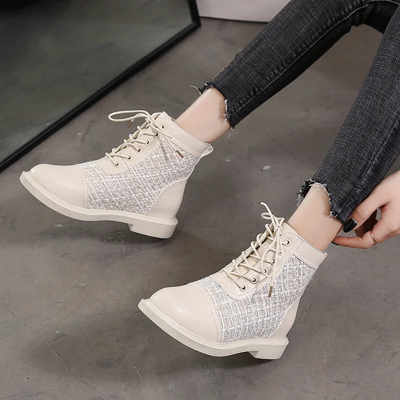

New Winter Women Ankle Snow Boot Leather Fur Wedges Warm Plush Rubber Platform Lace Up Sexy Punk Black Ladies Shoes Botas Mujer