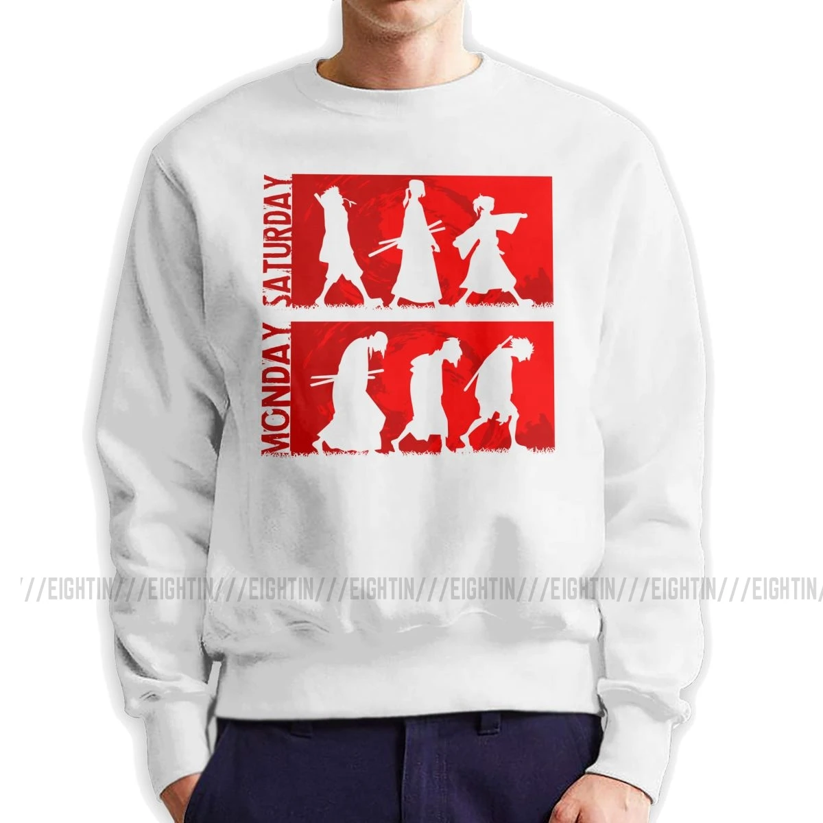 Men Samurai Champloo Jin Sweatshirts Hipster Pullover Organic Cotton Hoodie New Clothing - Цвет: Белый