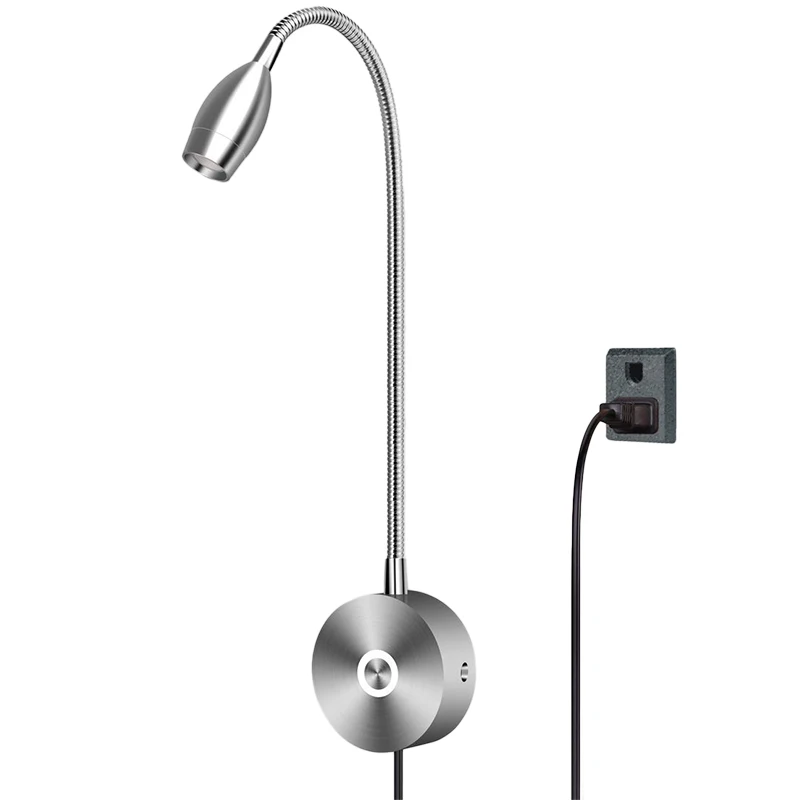 Dimmable Reading Lamp Bed Lights with Plug Wired for Bedroom Bedside Flexible Gooseneck Book Light Wall Mounted Read 2 | Освещение