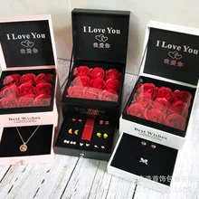 День Святого Валентина мыло розовая Подарочная коробка шкатулка для драгоценностей кольцо футляр для колье Косметическая Помада подарочная коробка