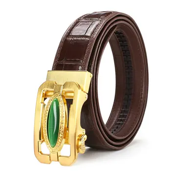 

Fashion waist Belt Men's automatic buckle business leisure non-stitching crocodile belly leather Belt luxury brand New Design