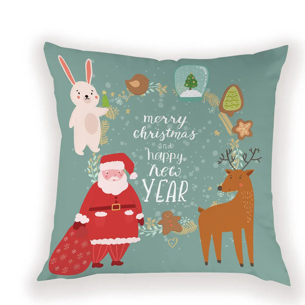 Счастливого Рождества декоративный чехол для диванной подушки Рождественский Декор в виде оленя подушки Чехлы для дома подушка счастливого Нового года наволочки