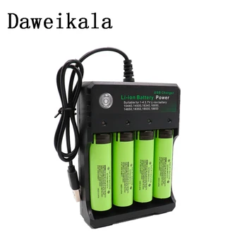 

4PCS High Capacity 18650 Lithium Ion Rechargeable Battery for NCR 18650B 3400mAh Flashlight Tool + USB Quad Smart Charger