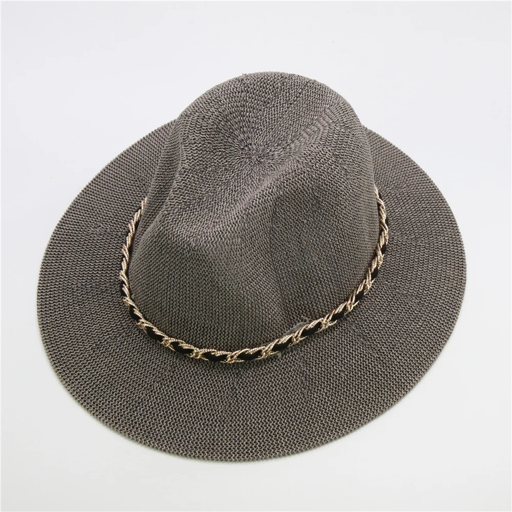 dark gray Модные женские шляпы с металлической цепочкой, 10 цветов, джазовые, охлаждающие, летние, дышащие, элегантные, женские, вечерние - Цвет: dark gray