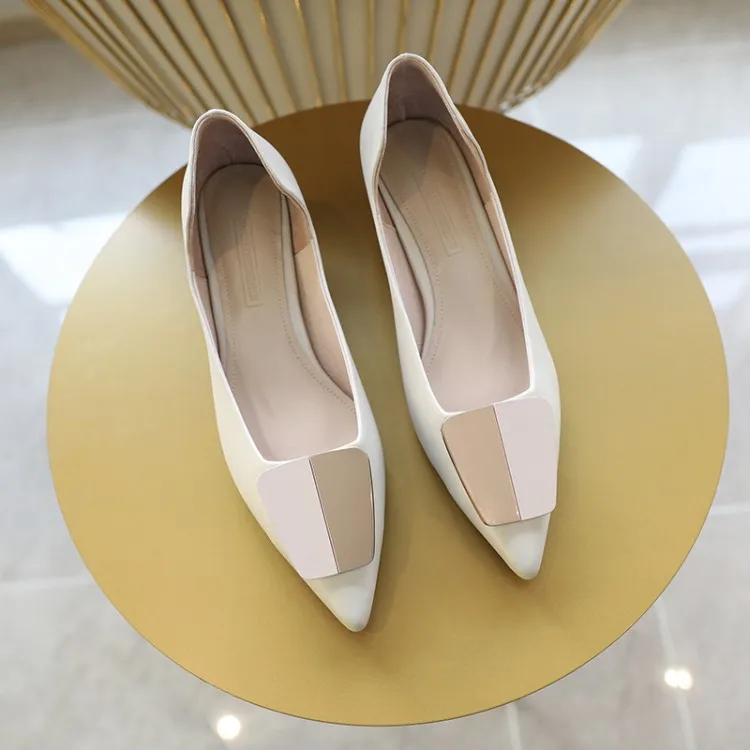 

2020 Spring New Style Square Head Low Heel Solid Color Casual Versatile Fashion Popular Viscose Specific Sheepskin PU Leather
