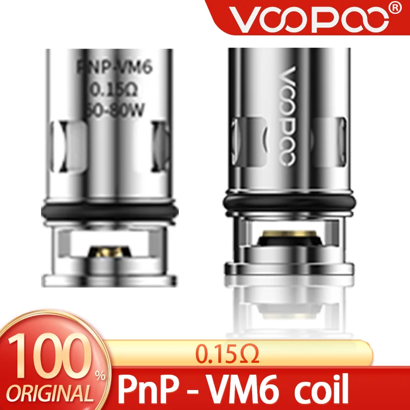 Оригинальная электронная сигарета Voopoo PnP-VM6 coil 0 15 Ом подходит для Drag X 60 ~ 80 Вт |