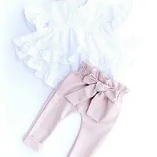 Одежда для новорожденных девочек от 0 до 24 месяцев, 3 предмета Топ, футболка, платье, штаны с бантом