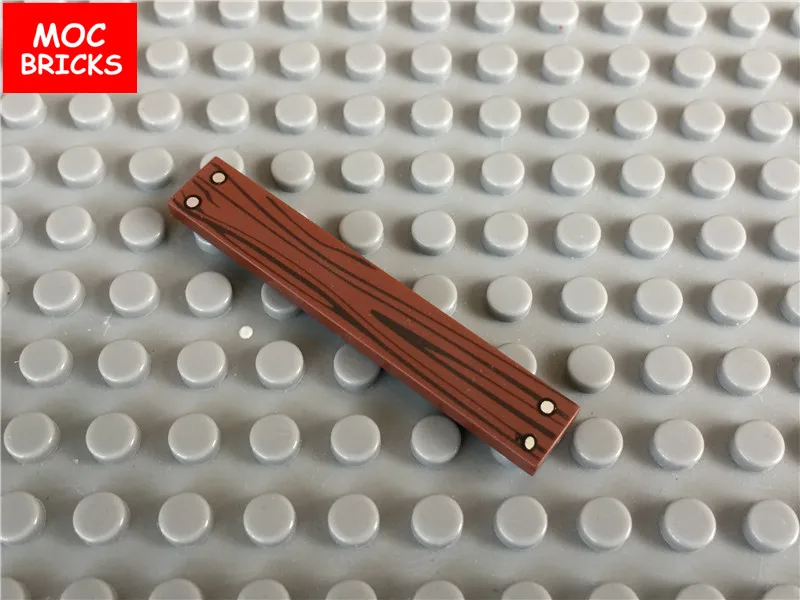 10 шт./лот MOC Кирпичи DIY Коричневая Плитка 1x6 с узором под дерево fith 6636pb143