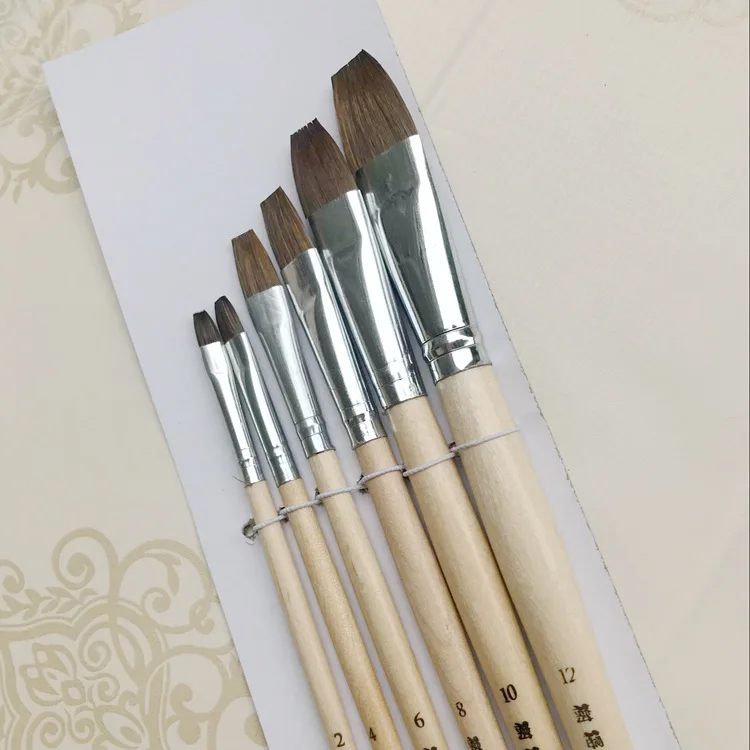

6pcs Professiona Wolf Hair Painting Brushes Detail Set Hook Line Pen Round Point Watercolor Drawing Pen Brush Paint By Numbers