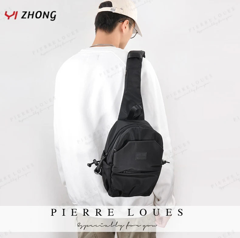 

YIZHONG Polyester Waterproof Outdoor Chest Bags Luxury Unisex Soft Crossbody Bags for Men Large Capacity Solid Messenger Bag