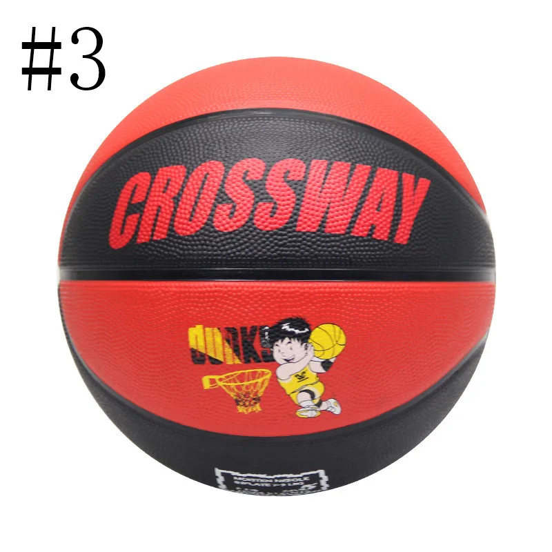 Стандартный баскетбольный мяч CROSSWAY#2#3#4#5#6#7 для взрослых и детей, молодежное украшение на бал, резиновое обучение, соревнование для помещений и улицы - Цвет: Black red No. 3