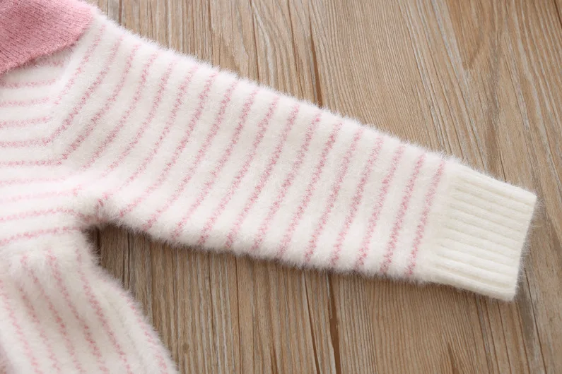 Humor Bear/осень-зима г., новое Полосатое вязаное платье для девочек бархатный свитер с длинными рукавами в европейском и американском стиле для маленьких девочек
