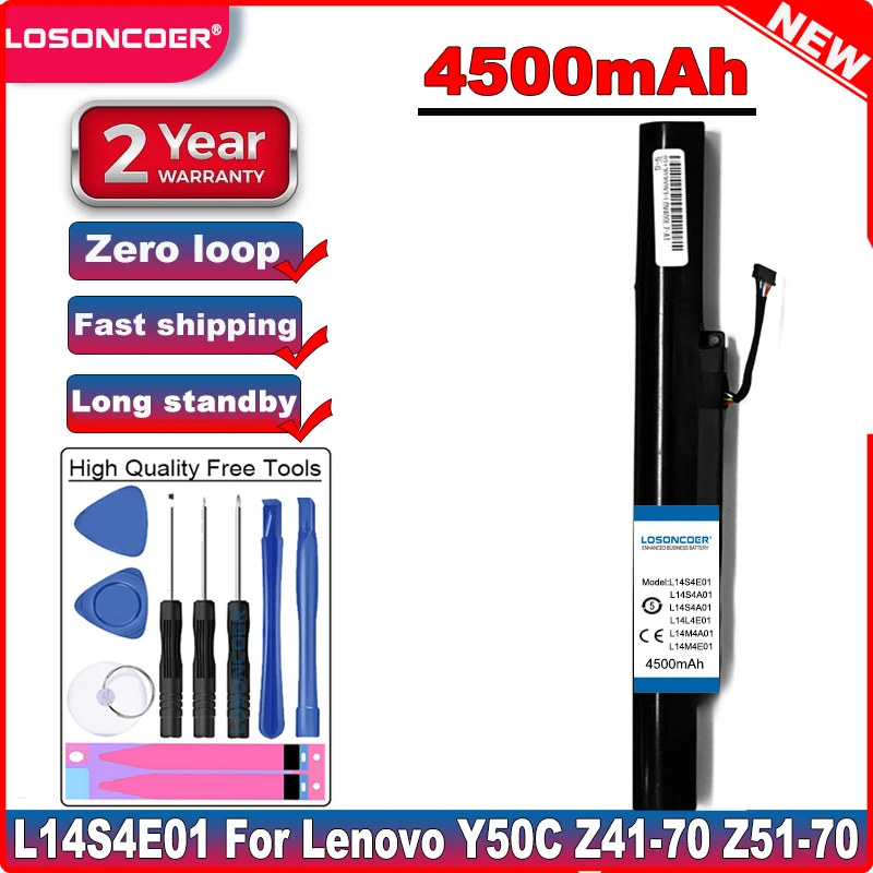 LOSONCOER 4500 мАч аккумулятор для ноутбука Lenovo Y50C Z41 70 ideapad Z51 500 L14S4A01 L14L4E01 L14M4A01 L14M4E01