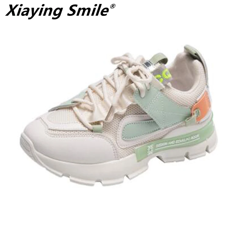 Женские кроссовки на шнуровке Xiaying Smile осенняя Базовая спортивная обувь для