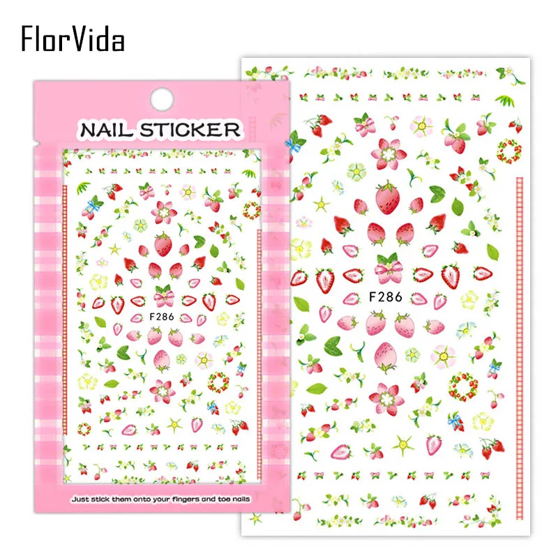 FlorVida F261-304 наклейки для ногтей хлопок плюшевый медведь Советы цветочный переводной узор дизайн для ногтей с клеем украшения для ногтей
