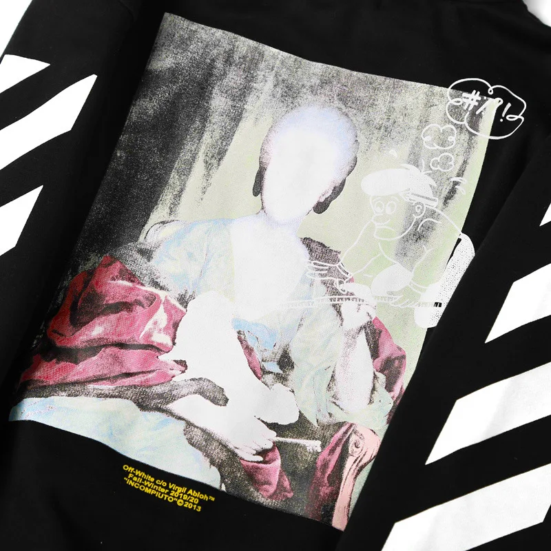 18SS OFF-WHITE OW новая безликая картина маслом мужская пара толстовка с капюшоном