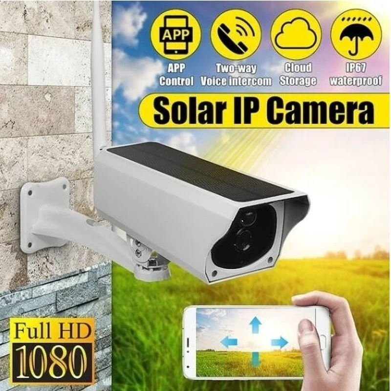 

Outdoor Solar WiFi IP Camera 1080P HD Charging Battery Wireless Security Camera PIR Motion Detection Bullet Surveillance Camera