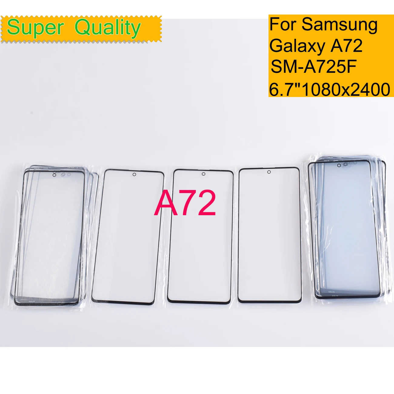 

10Pcs/Lot For Samsung Galaxy A72 Touch Screen Front Glass Panel LCD Outer Display Lens A72 A725 A725F Front Glass With OCA Glue