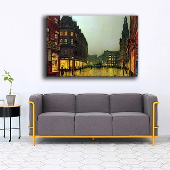 

Wall Art Canvas Pictures 1 Piece Beautiful Rainy City House Street Painting Living Room Printed Retro Poster Home Decor Framed