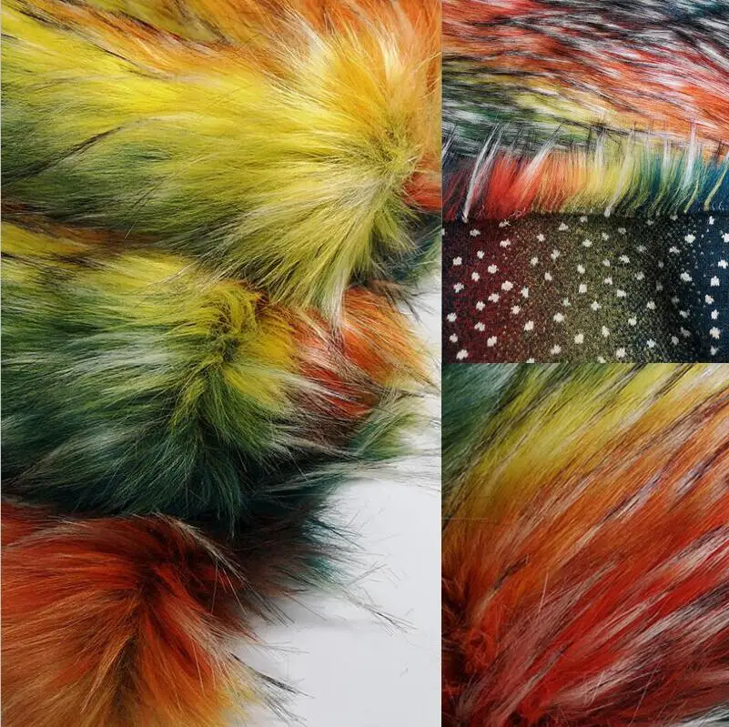 Многоцветный длинный ворс утолщенный искусственный енот жаккард плюш Лисий искусственный мех Ткань DIY обувь пальто воротник жилет Подушка игрушка мяч