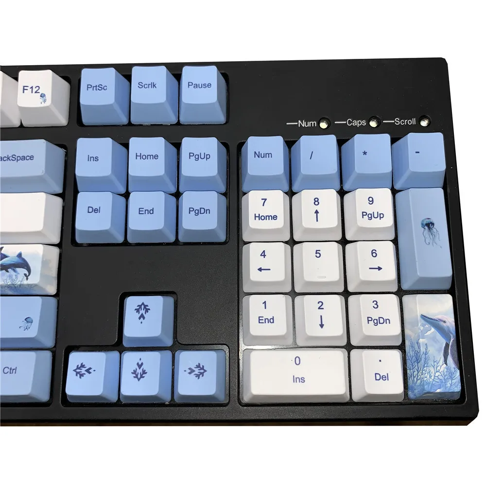 Синий кит ключ крышка OEM профиль PBT Сублимация механическая клавиатура Ключ Крышка для MX Переключатель совместим с IKBC AKKO