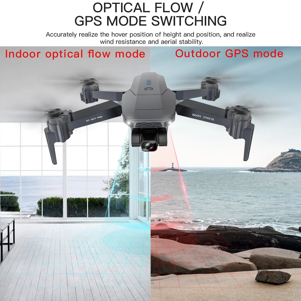 2020 Новый SG907 Pro Дрон Квадрокоптер GPS 5G WIFI 4k HD Механическая 2 осевая Карданная камера