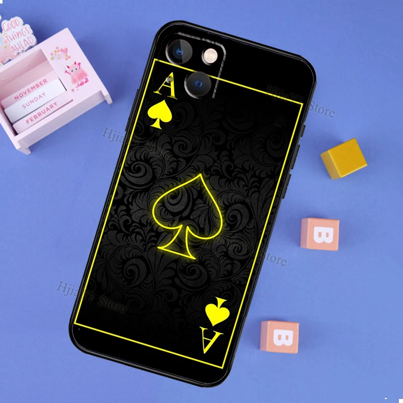 Ace of Spades Poker Case For iPhone 13 Pro Max 12 mini XS X XR Phone Cover For iPhone 11 Pro Max 8 7 Plus Case mous wallet