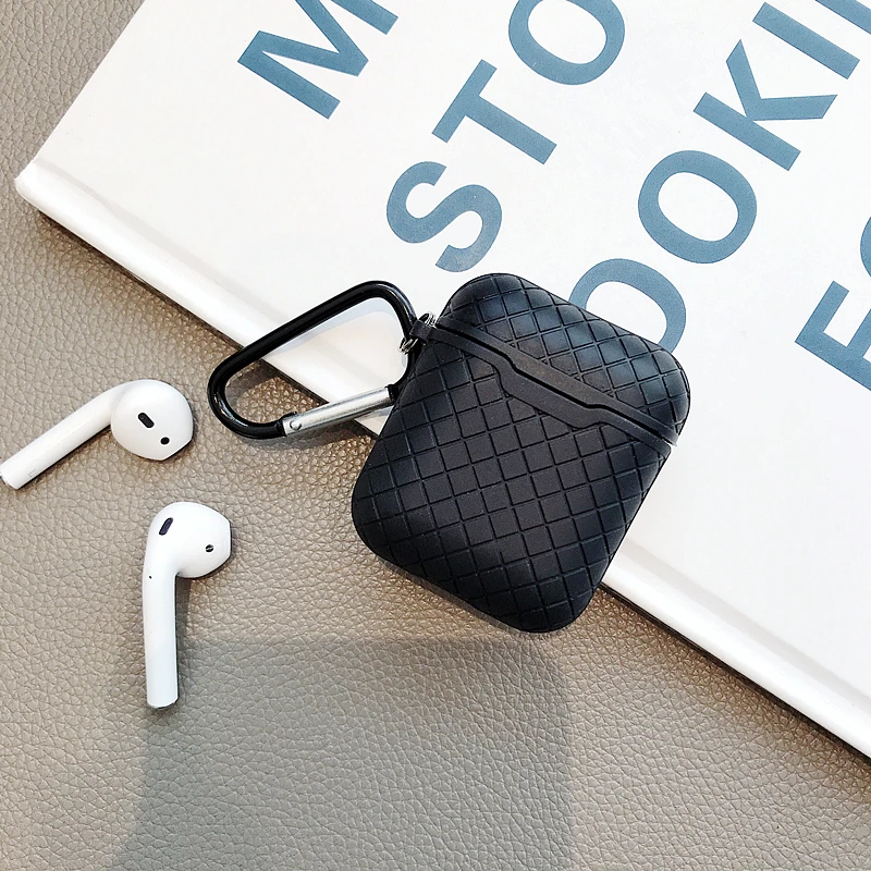 Black Тканый чехол с узором для Airpods 1 2 чехол Беспроводная Bluetooth сумка для наушников Мягкий чехол из ТПУ для Airpods1 2 Heatset зарядная Коробка Чехол - Цвет: Black