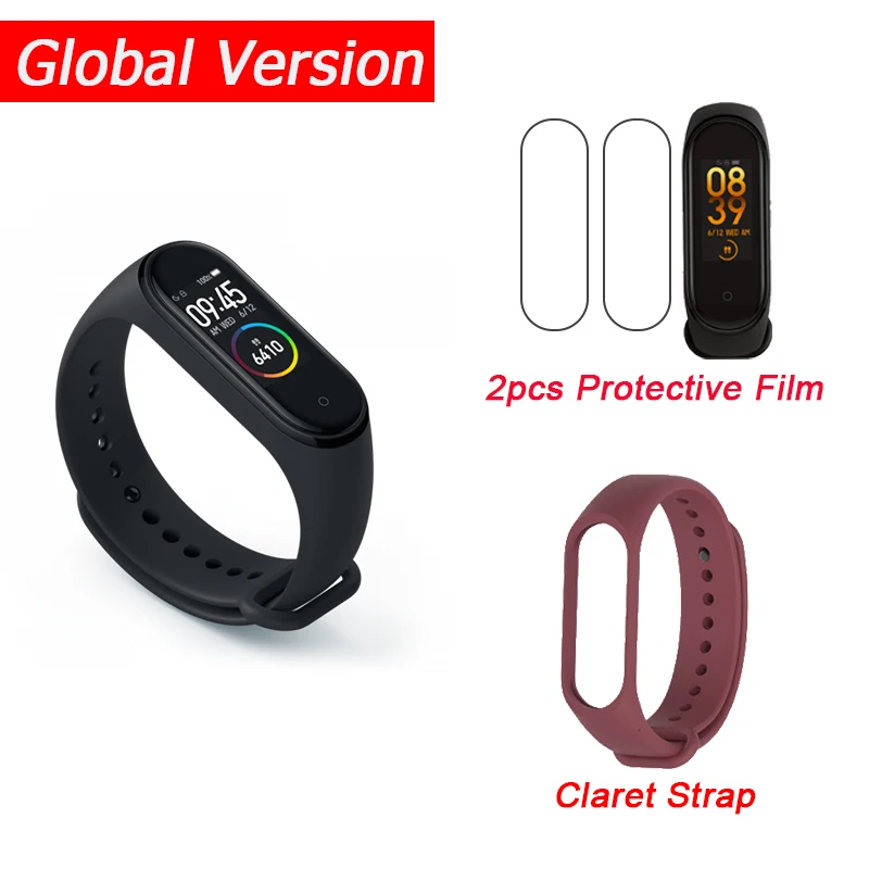 Global Add Claret Xiaomi mi-браслет 4 Smart mi Band 4 0,9" AMOLED экран водонепроницаемый пульсометр фитнес 135 мАч 20 Bluetooth 5,0 50 атм - Цвет: Global Add Claret