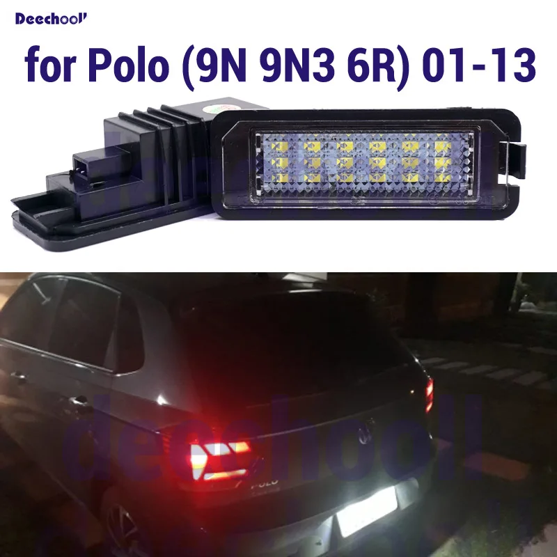 2 X чисто белые лампы для номерного знака автомобиля 18SMD 2835 Canbus комплект Volkswagen VW POLO
