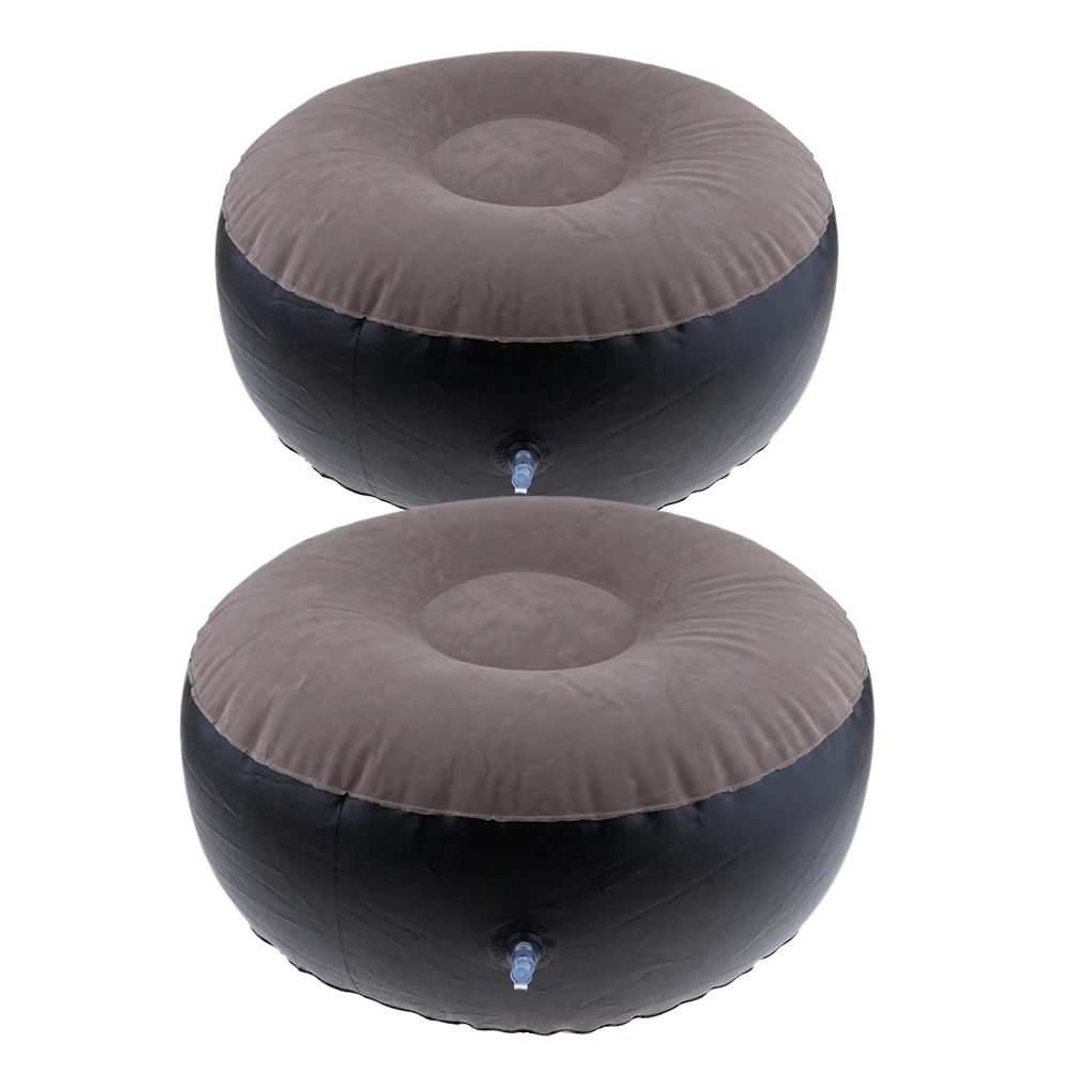 2 Pieces Inflatable Stool Ottomans, Folding and Portable, Foot Rest Sofa Air Chair for Patio Garden Camping Yard