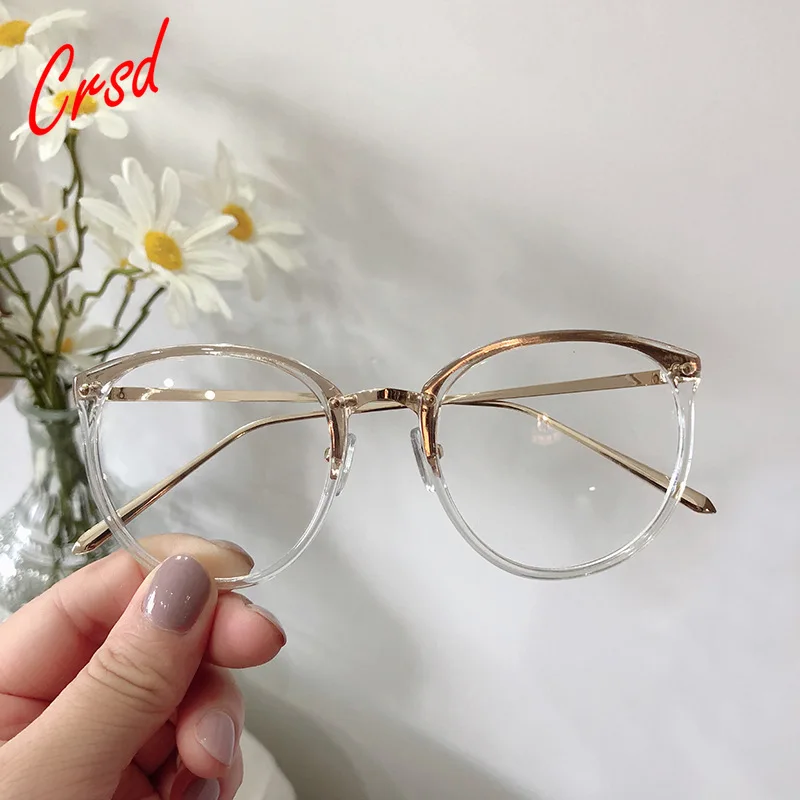 

CRSD new student optical metal glasses frame fashion super large round frame glasses transparent lens glasses men and women
