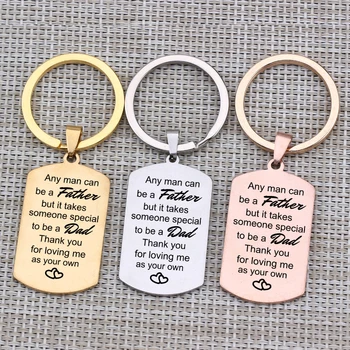 

Thank You For Loving Me As Your Own Hand Stamped Keychain Dog Tag Gift For Dad Adoption Jewelry Birthday Father Thanksgiving