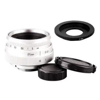 

Mini 25mm F1.8 APS-C Television CCTV Lens +16mm C Mount Movie Lens to Sony E-Mount NEX Camera Lens Adapter