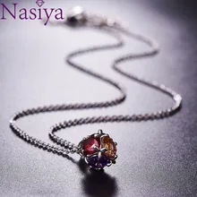 Кубический шар ожерелье двухцветная Подвеска 925 серебро кубический квадратный куб конфеты Циркон шар кулон ожерелье для женщин цепь