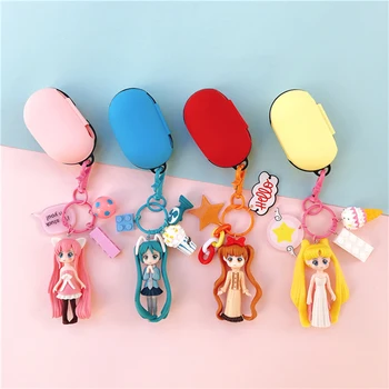 

Cartoon Sweet Girl Silicon Cover for Samsung Galaxy Buds 2019 Case Bluetooth Earphone Charging Box Cover Bag Keyring Decor Gift