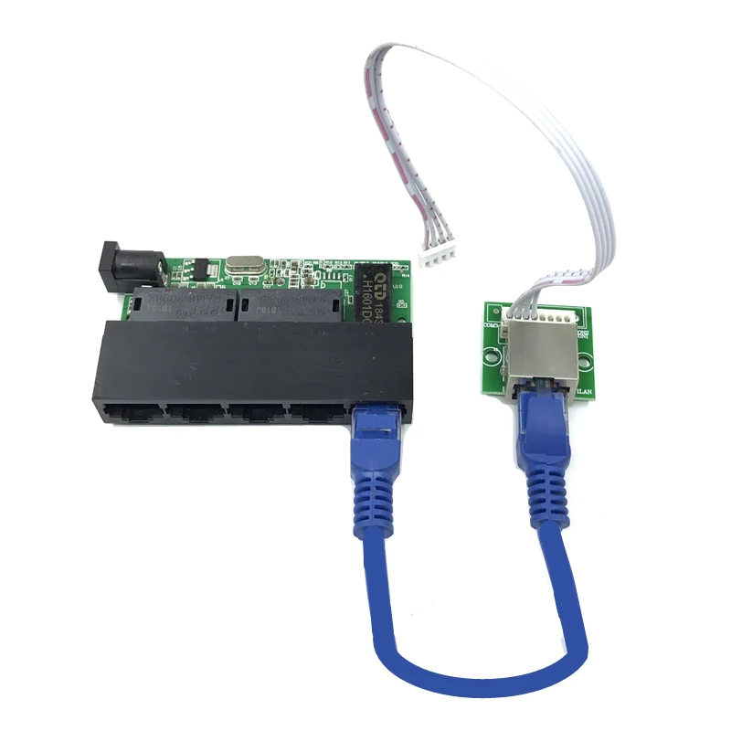 5portTransfer module OEM Прямая с фабрики мини Быстрая зарядка 10/100 Мбит/с 3-портовый Ethernet сетевой переключатель концентратора доска двухслойная модель 2 rj45 1* 8pin головкой порт - Цвет: 5portTransfer module