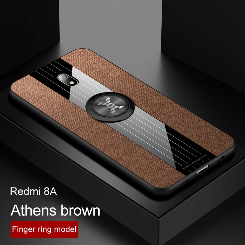 Чехол для Xiaomi redmi 8A, Роскошная мягкая силиконовая рамка и магнитное кольцо-держатель, задняя крышка для Xiomi redmi 8, чехол для телефона s capa - Цвет: Brown with Ring