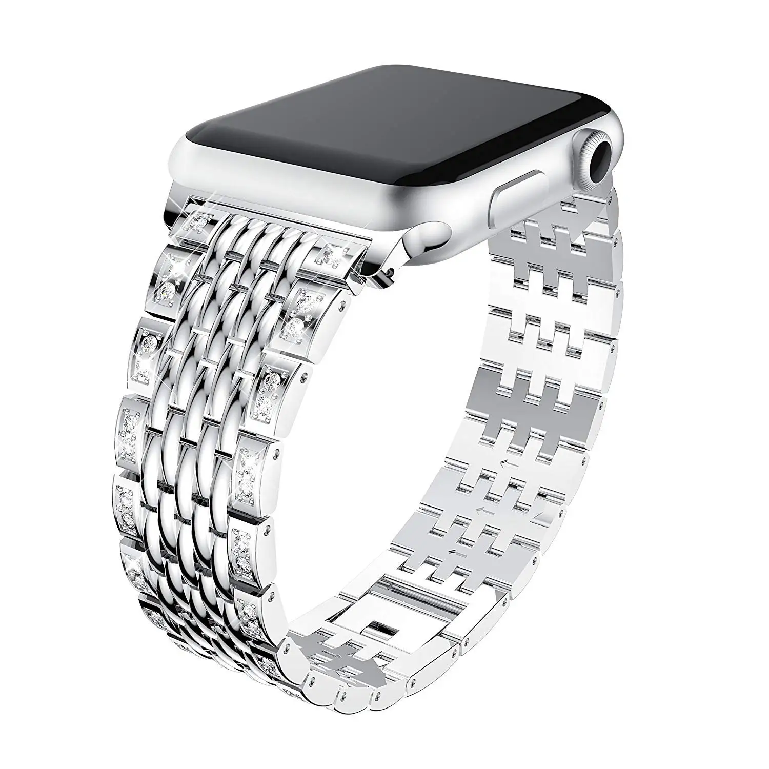 Алмазный браслет для Apple Watch 38, 40 мм, 42 мм, 44 мм, металлический браслет из нержавеющей стали, женский ремешок для iWatch серии 5/4/3/2