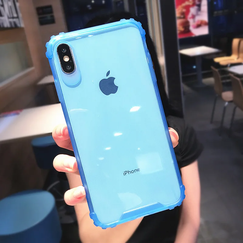 Прозрачный чехол для телефона для iphone 11 X XS XR XS Max 8 7 6 6S Plus противоударный прозрачный защитный чехол для iphone 11 Pro Max XR - Цвет: Blue