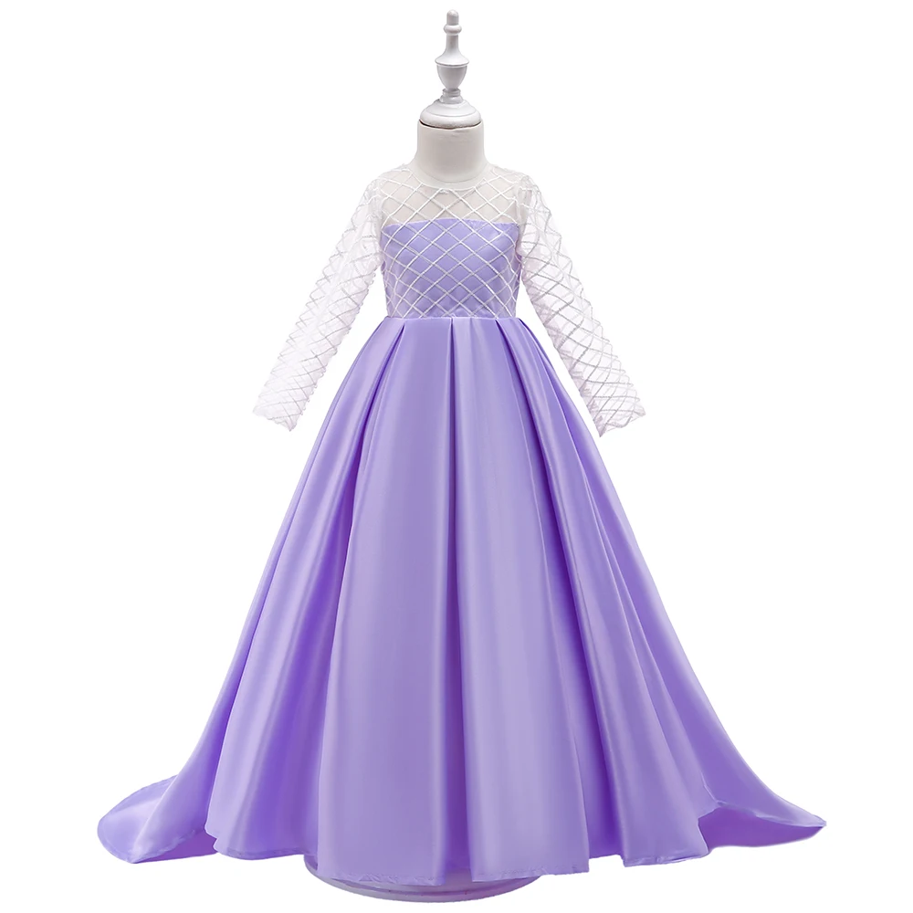 Petit Camelia/Коллекция года, детское платье вечерние платья с бантом и круглым вырезом для девочек элегантное вечернее платье для девочек на свадьбу, день рождения, детские платья От 4 до 9 лет