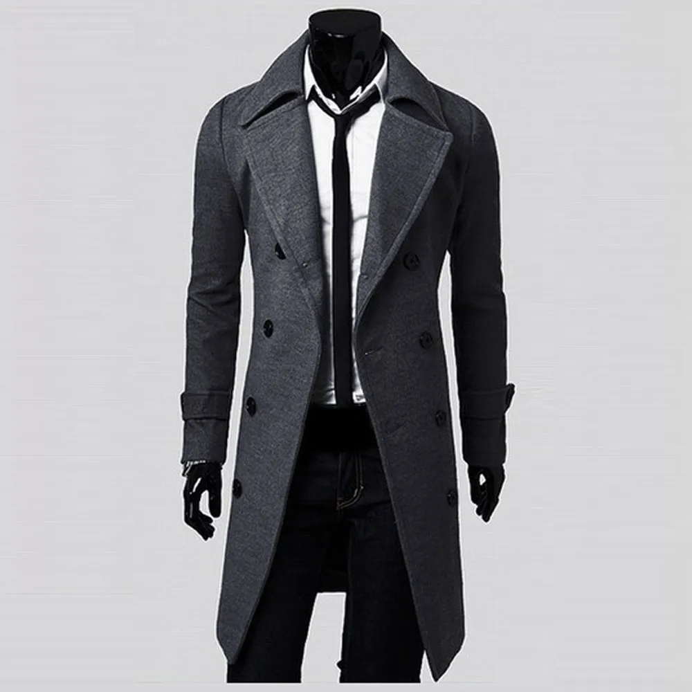 Мужской Блейзер, куртки, зимний мужской тонкий стильный Тренч, двубортный длинный пиджак, парка, мужской Тренч размера плюс, мужские куртки