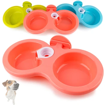 

1pc Cute Automatic Water Drinking Feeder For Puppy Dog Cat Pet Cage Hanging Bowl S/L 3 Colors Dual Use Dogs Double Bowl