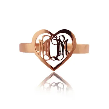 

AILIN Mothers Day Gift Personal Monogram 3 initials Monogrammed Bracelets With Heart Rose Gold Color Color Nameplate Bracelet